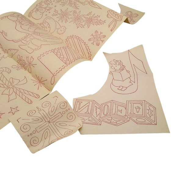 Vintage Happy Christmas Transfer Patterns, MCM Workbasket Iron On Transfers - Picture 3 of 4